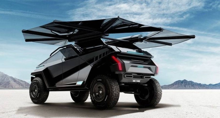 Thundertruck .. مركبة كهربائية مستقبلية بأجنحة الخفافيش الشمسية